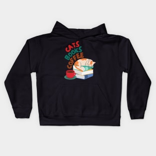 Cats, Books, & Coffee Kids Hoodie